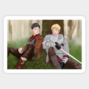 Merlin and Arthur Chilling Under a Tree Sticker